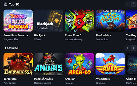 Игры в казино Whale Casino